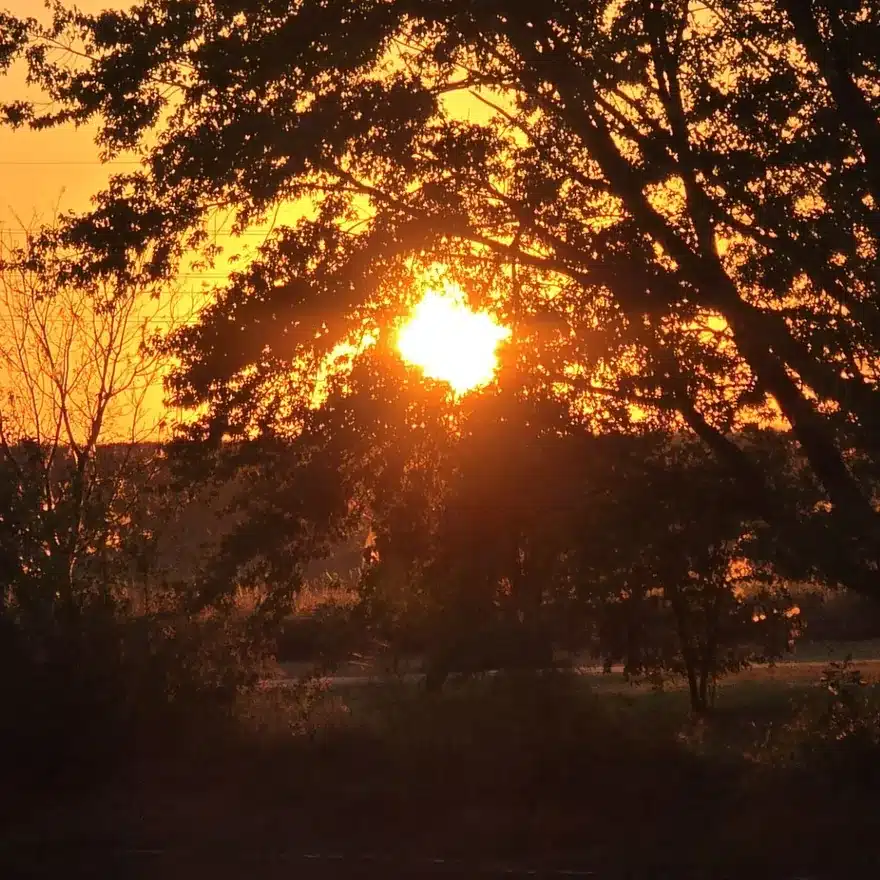 Sunset over a pond in northeast Oklahoma